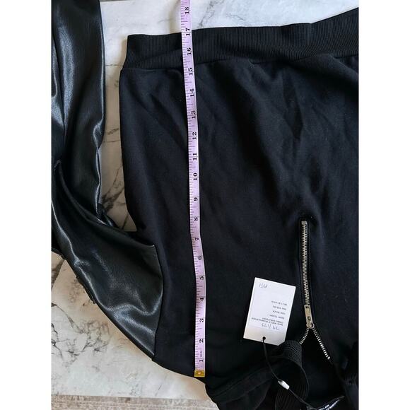 NEW NWT Generation Love Noelle Vegan Leather Combo Sweatshirt size Small - Picture 7 of 8